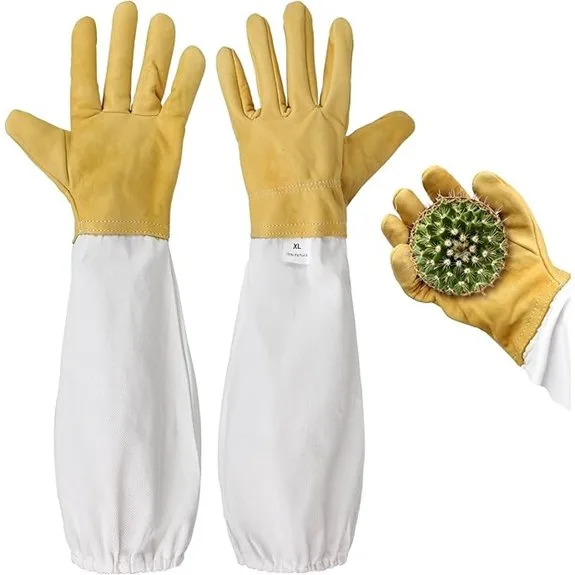 adjustable breathable long leather gloves