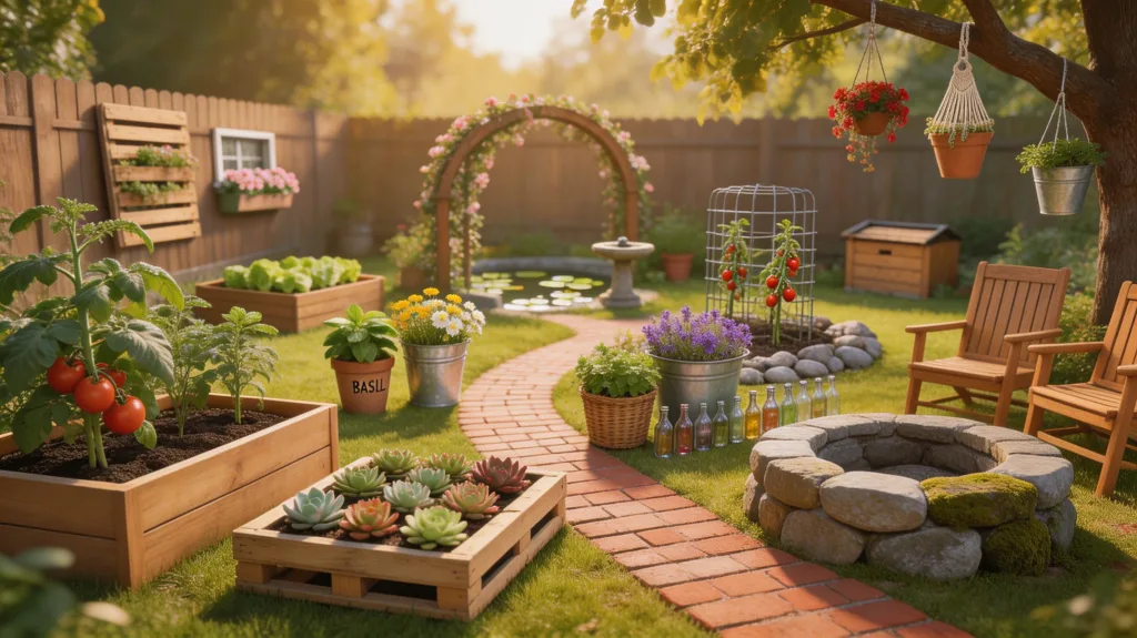 backyard upgraded with diy gardens