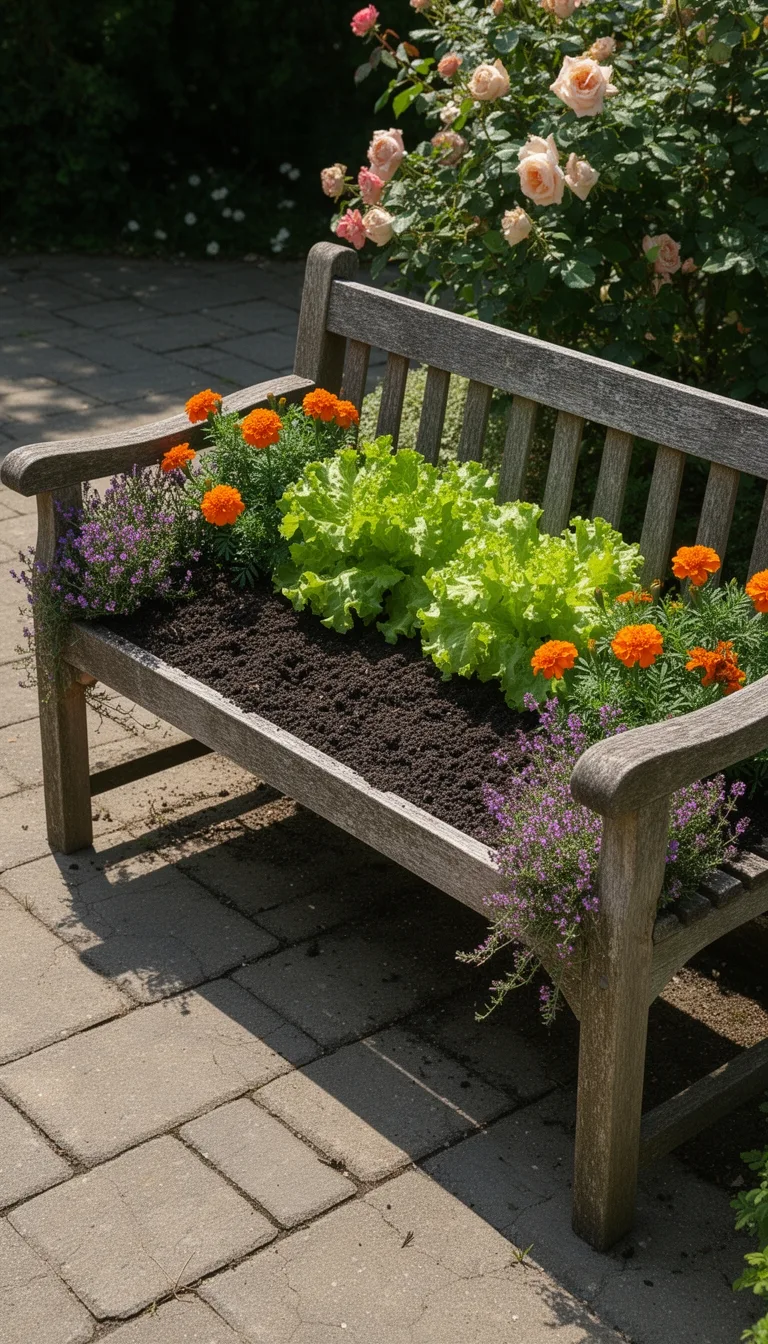 bench converted to planter