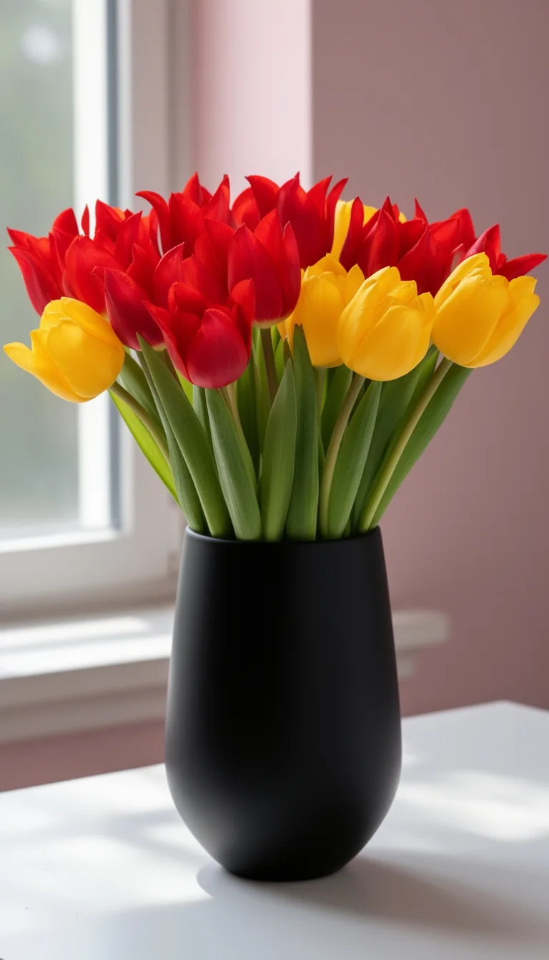 bold alternating red yellow tulips