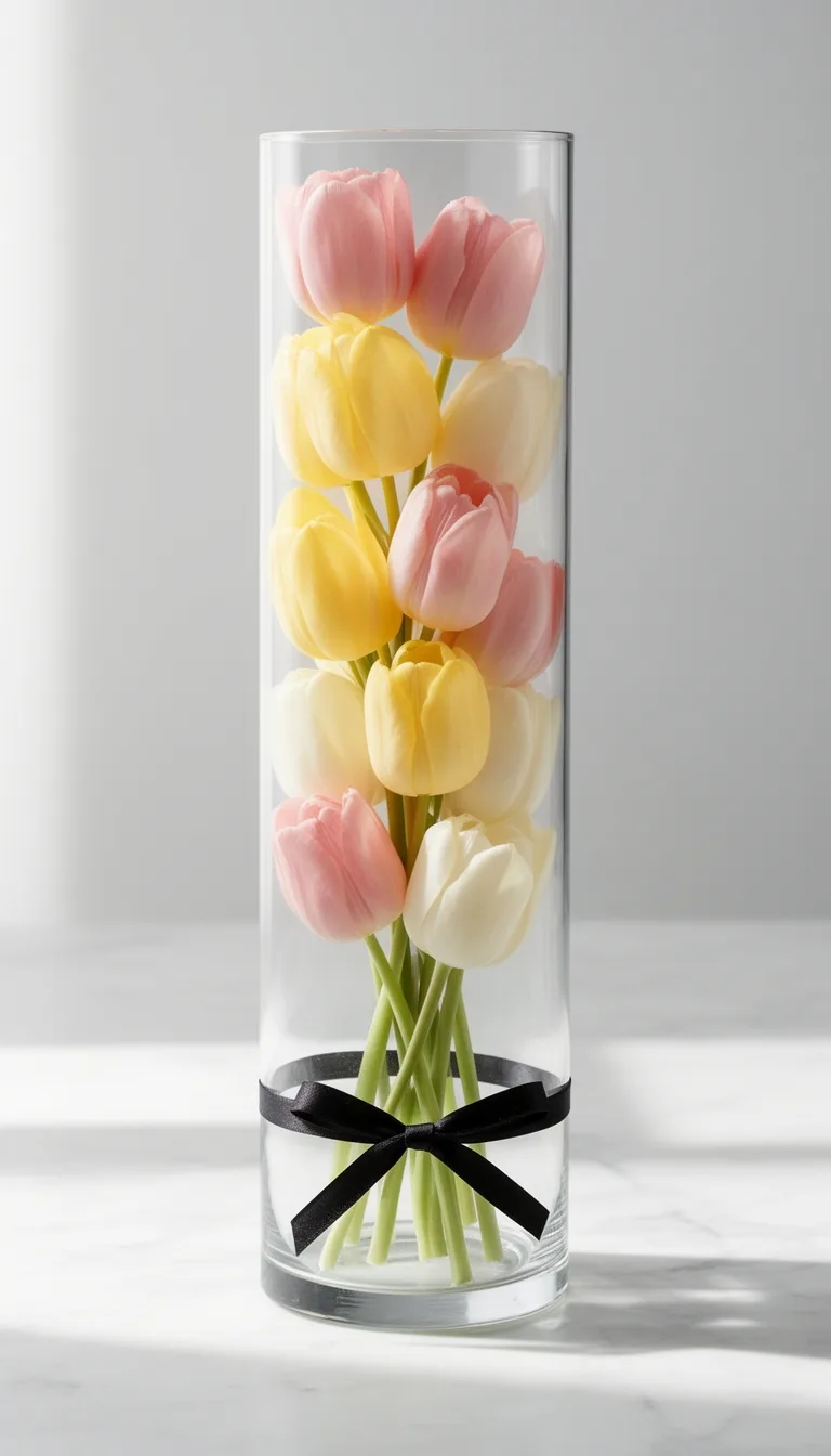 cascading spiral tulip arrangement