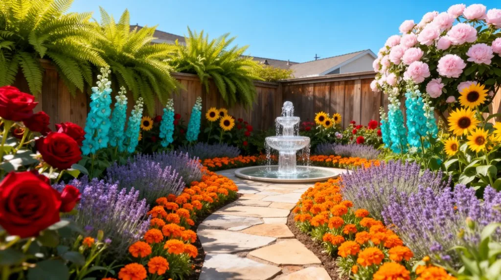 colorful backyard flower garden ideas