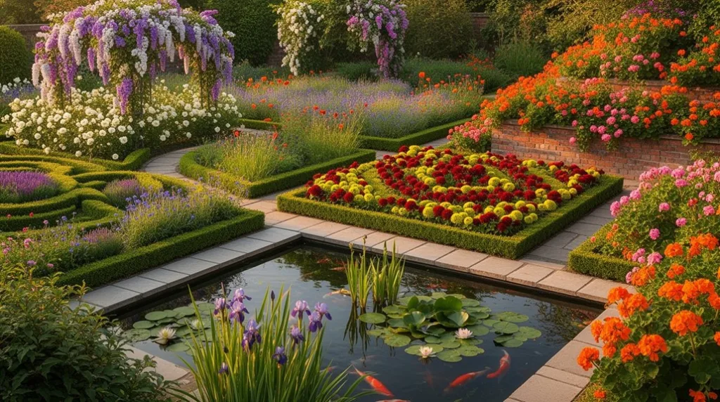 colorful layered perennial borders