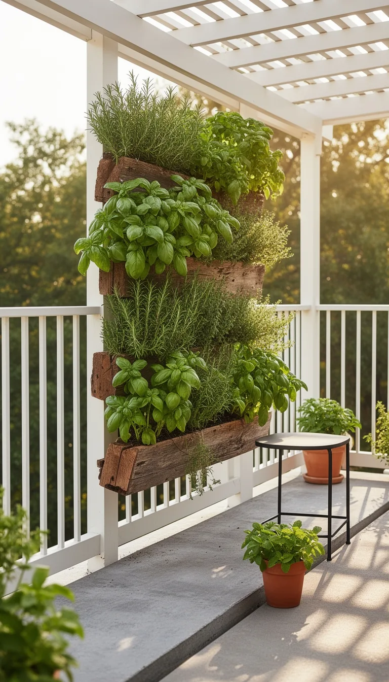 compact vertical patio herb garden