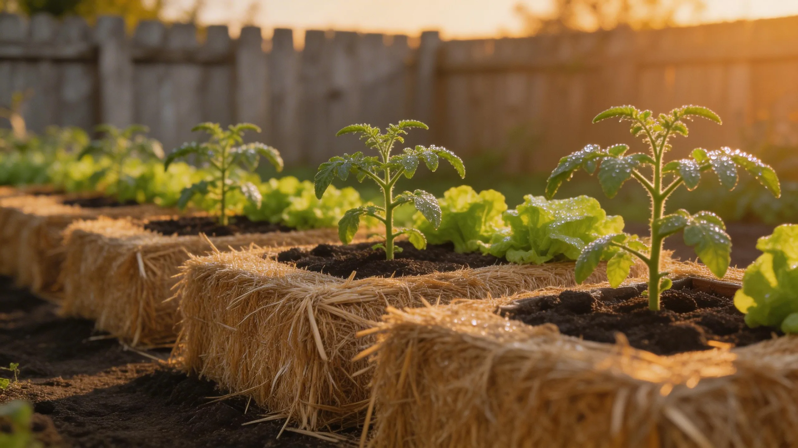 conditioned straw bale gardening