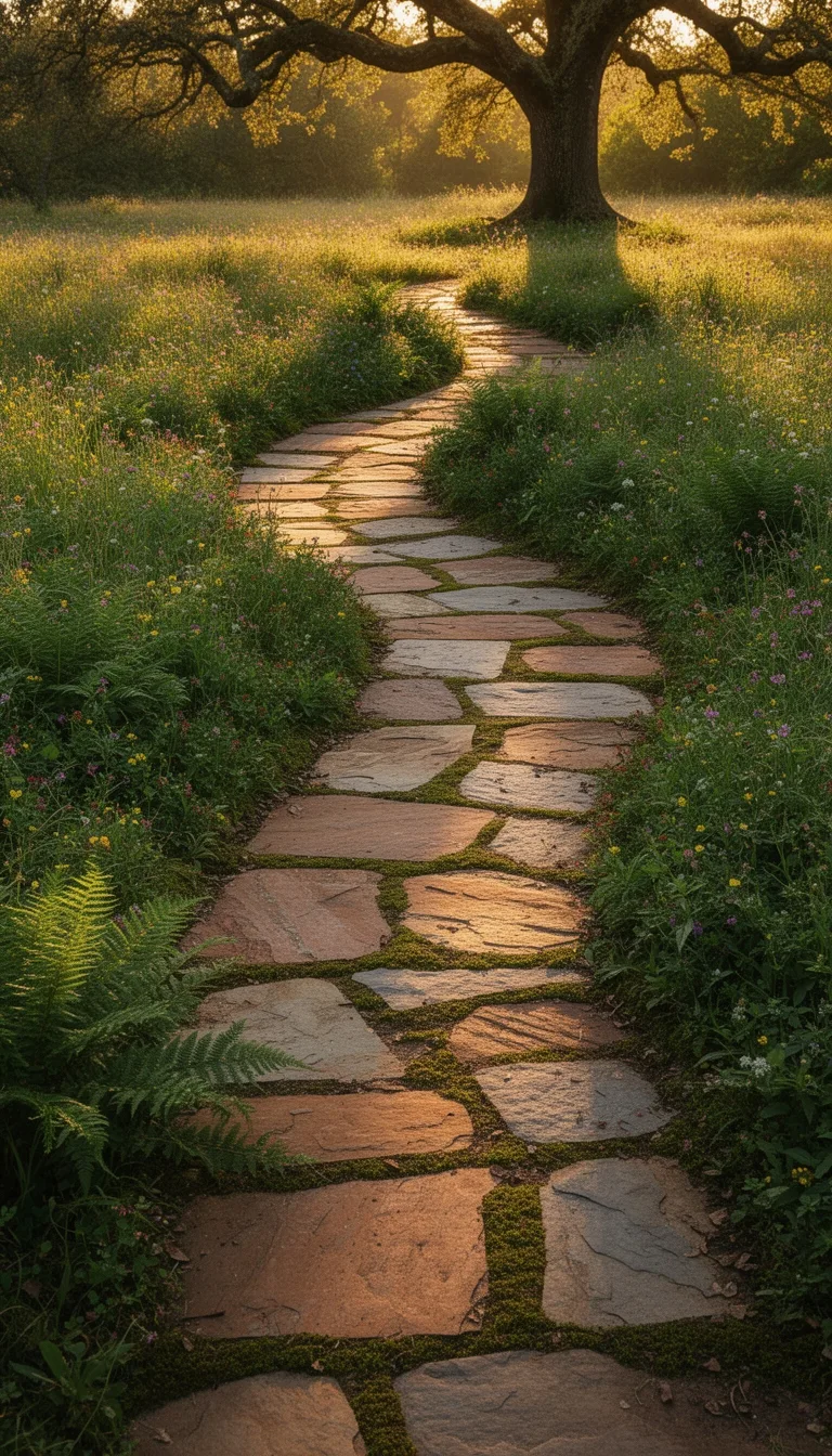 curvy natural flagstone meander