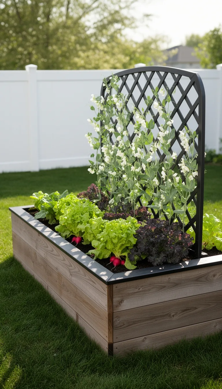 decorative lattice trimmed raised bed