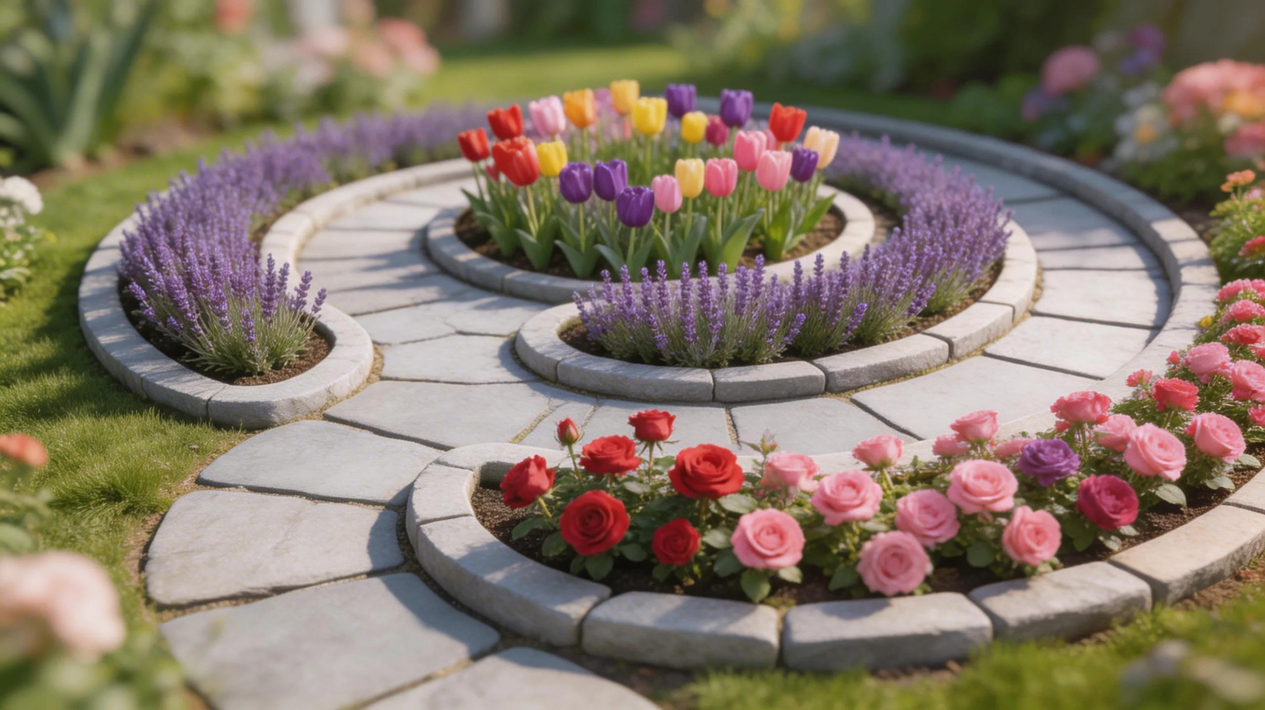 defined beds with pathways