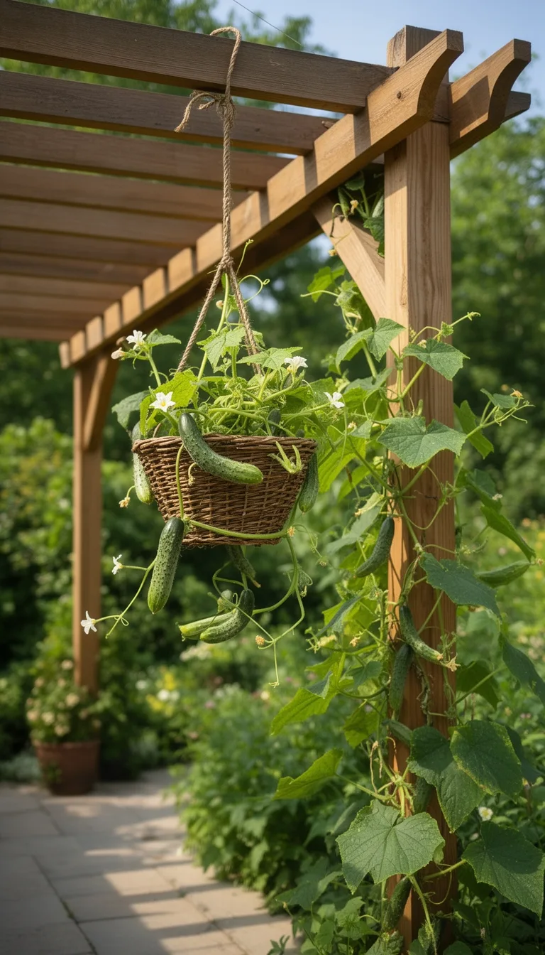 hanging pergola cucumber basket