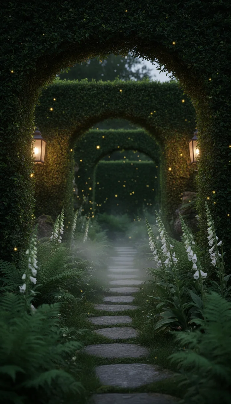 layered evergreen privacy hedges