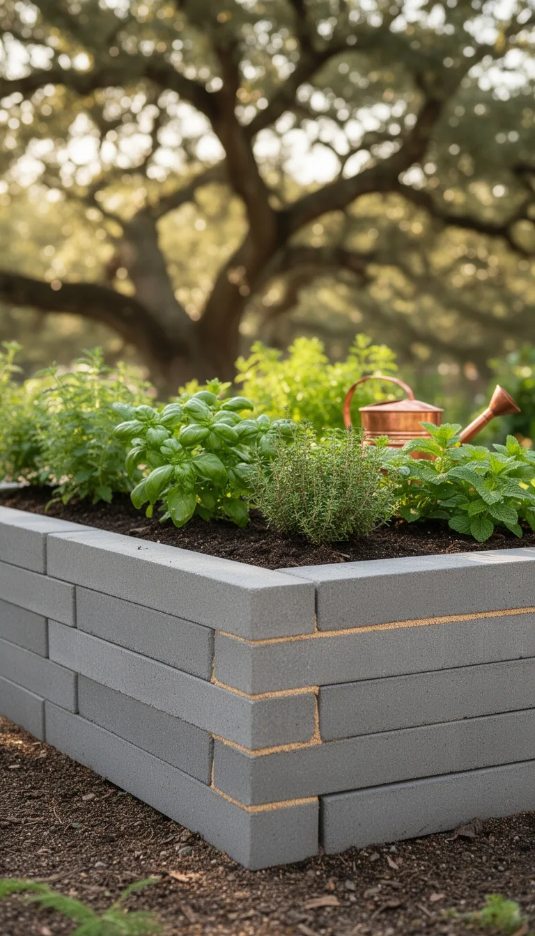 level staggered concrete block bed