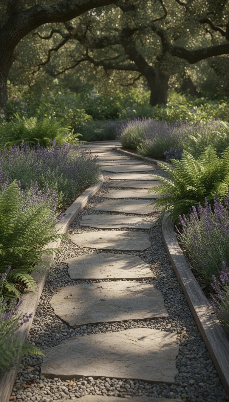 low profile edged flagstone pathway