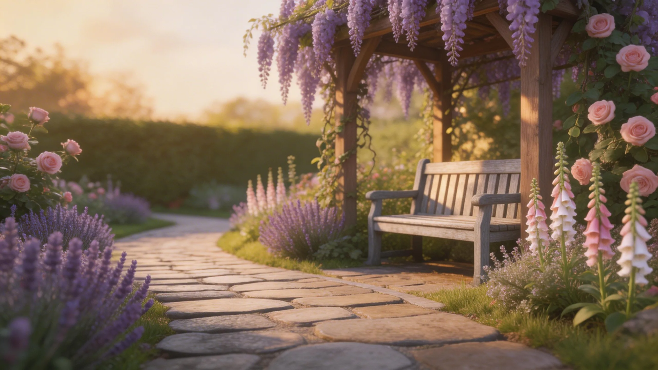 meandering path with seating