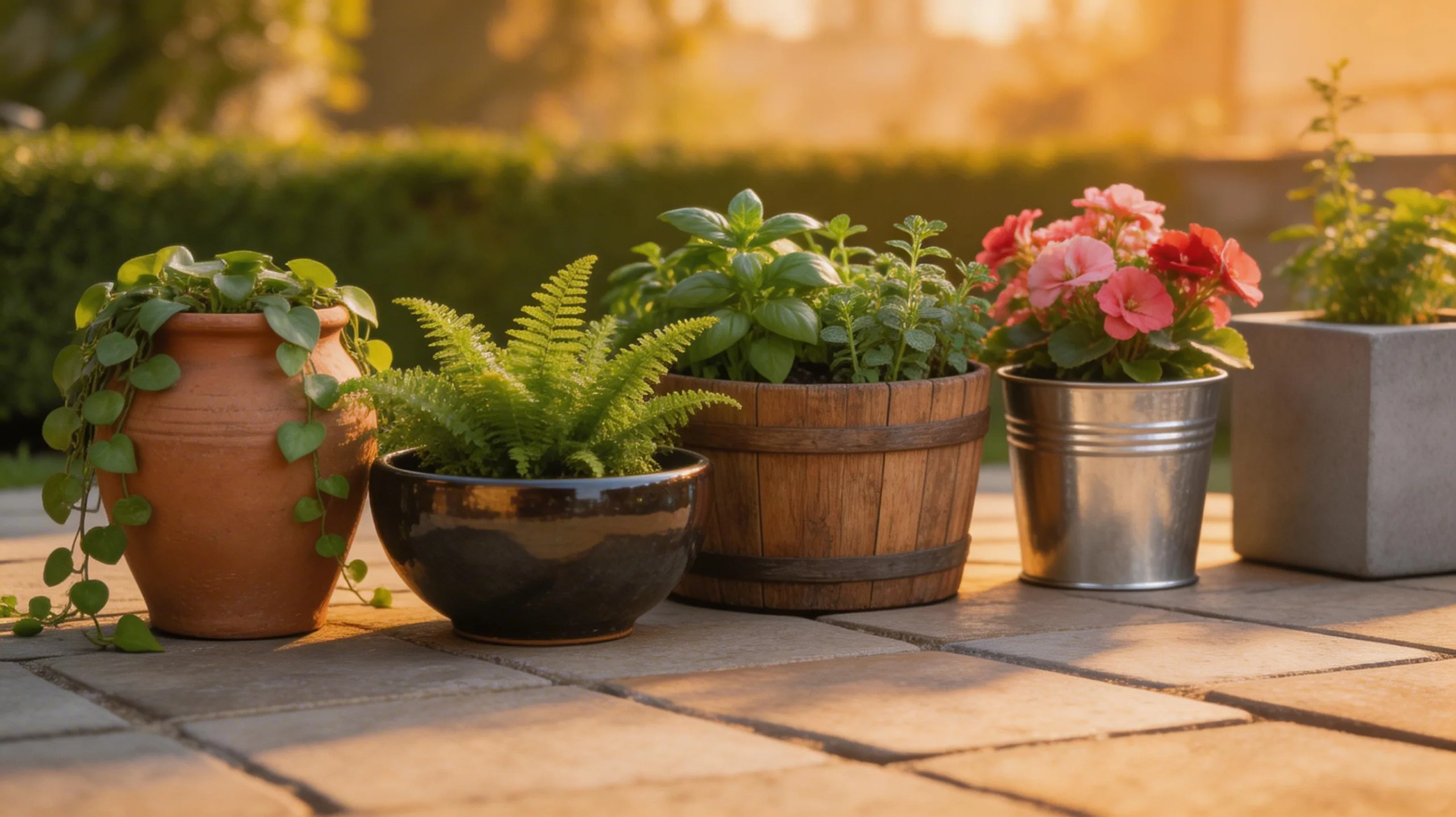 mix textured pots for depth