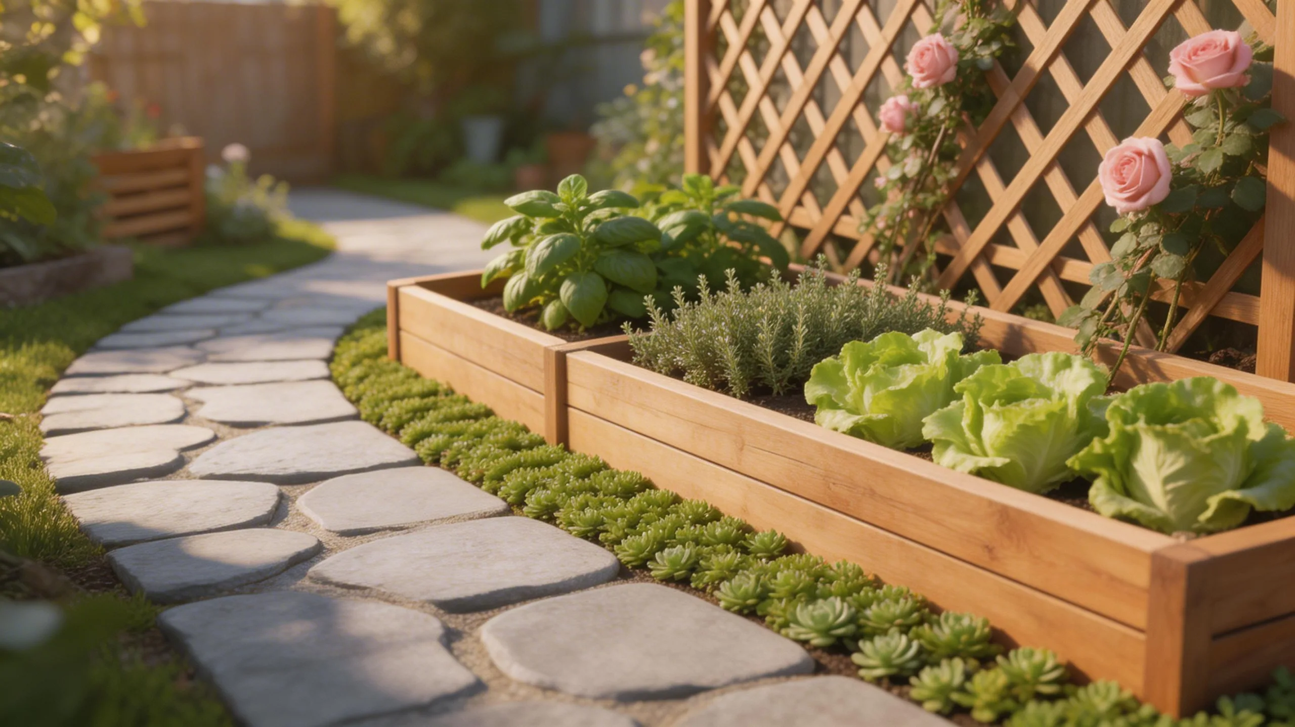 narrow planted walkway border