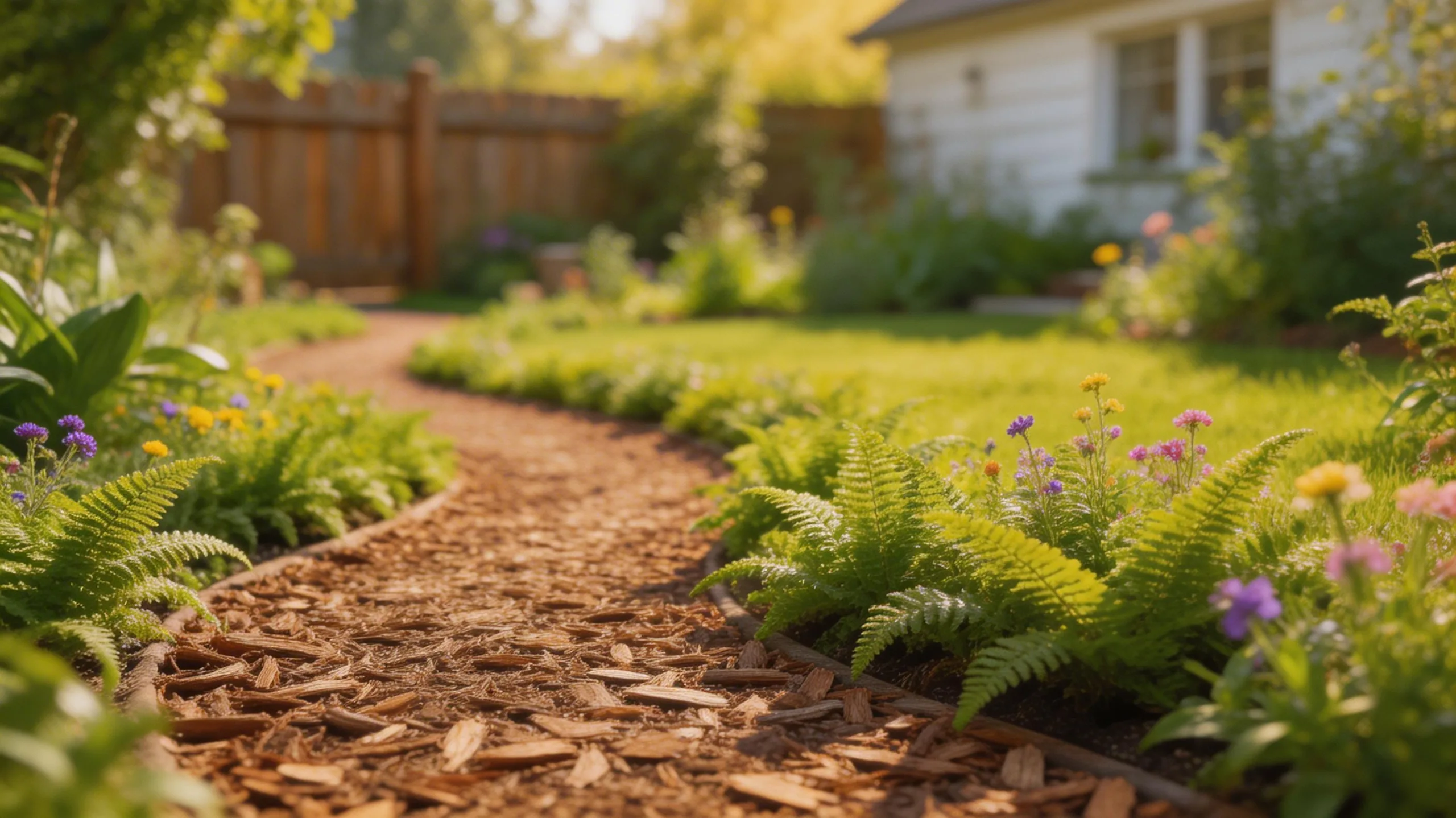 natural mulch pathway with edging