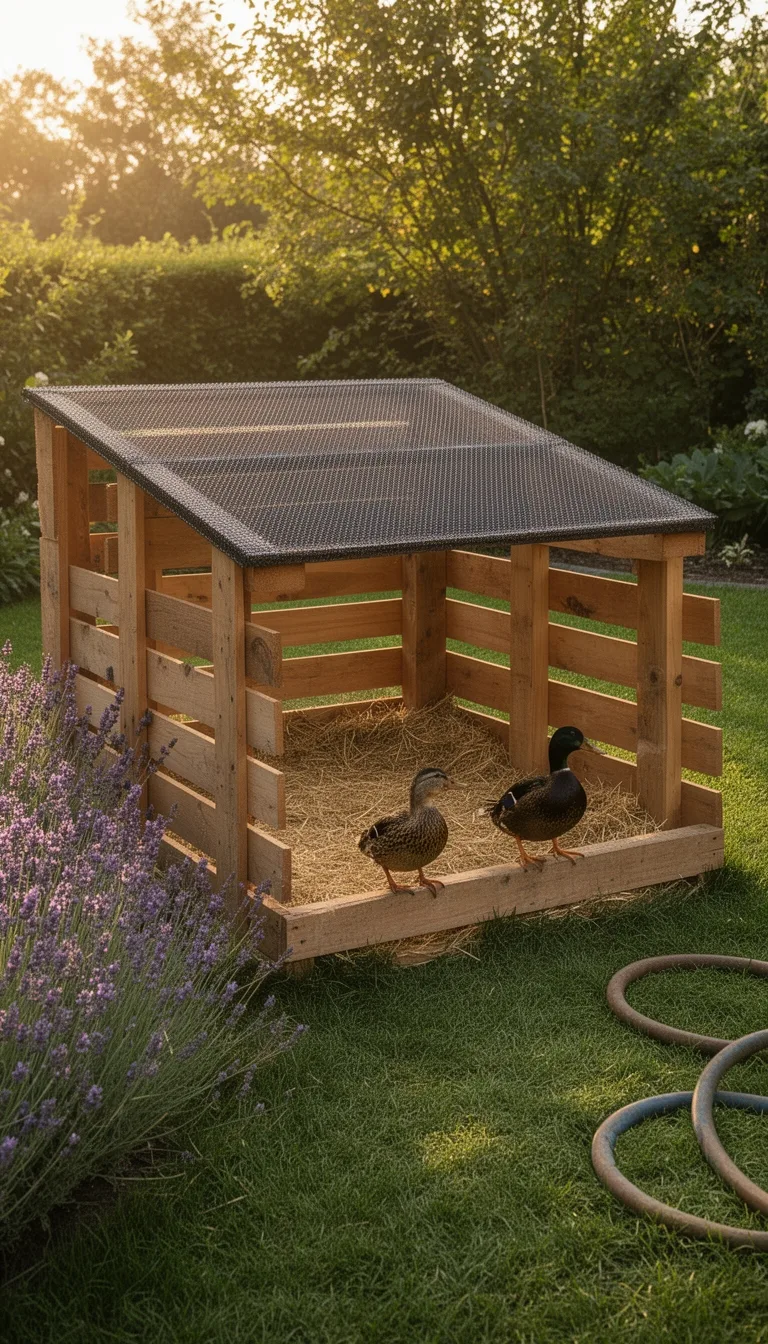 pallet framed ventilated mesh roofed