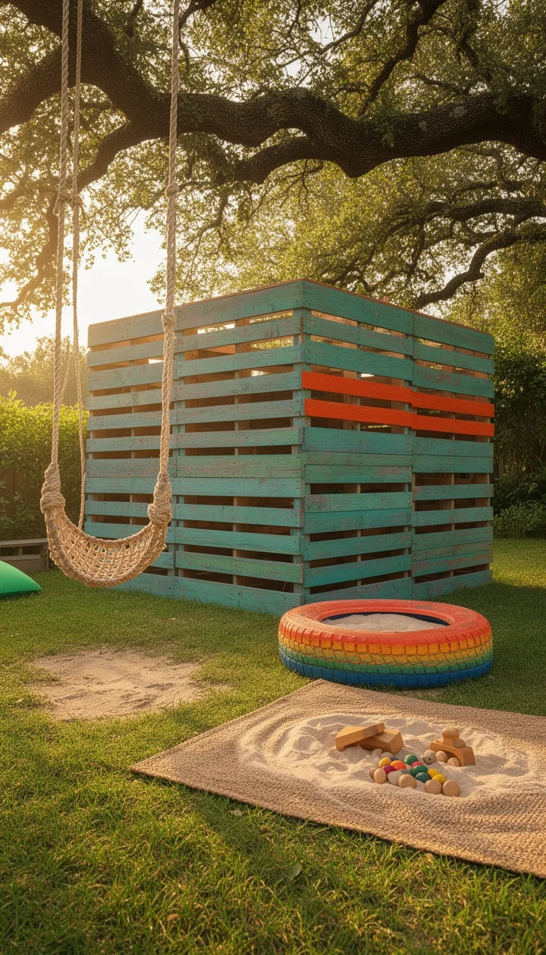 recycled pallet backyard fort