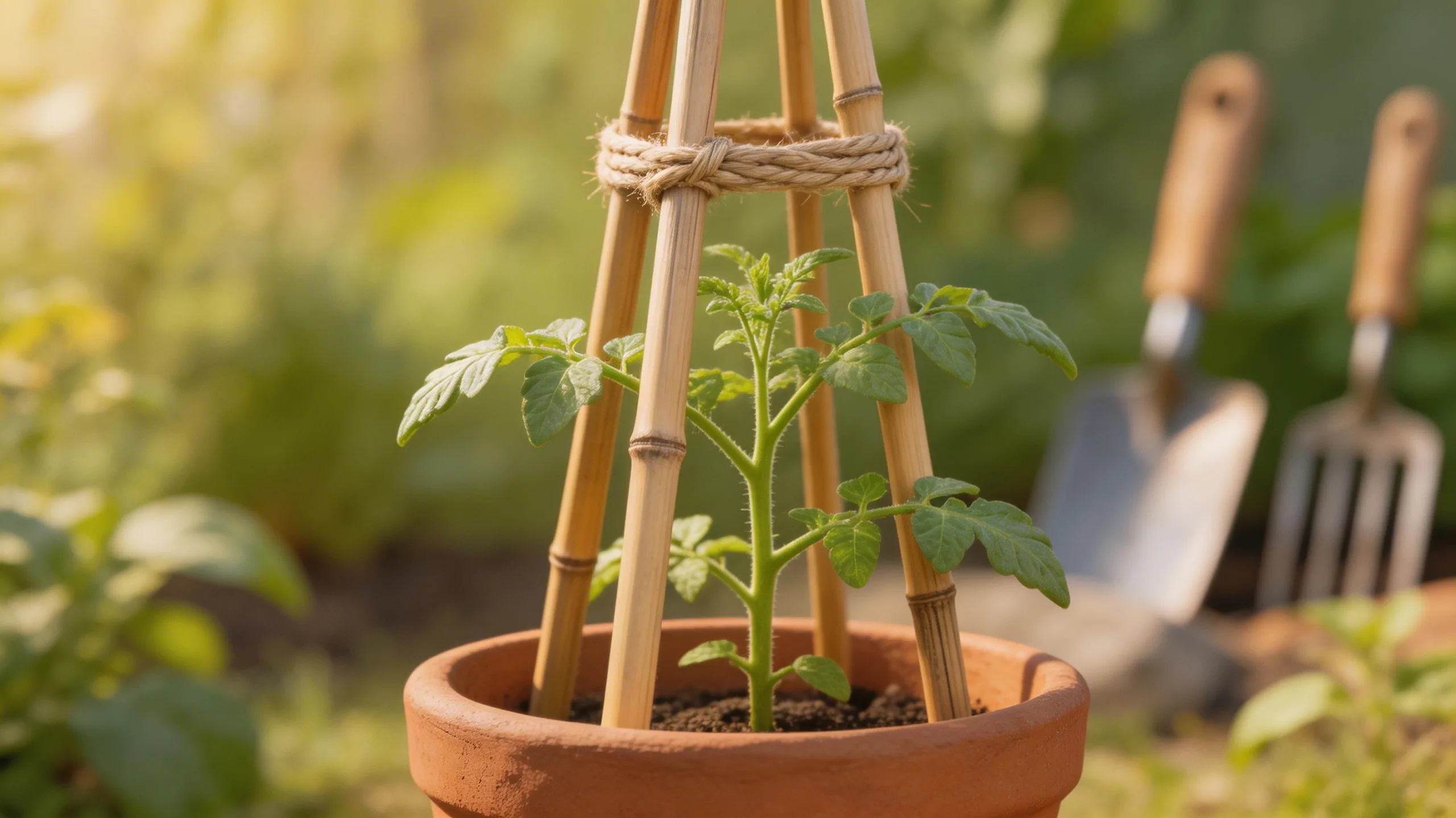 rustic bamboo and branch supports