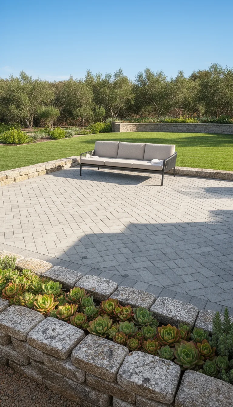 rustic hestone paver border