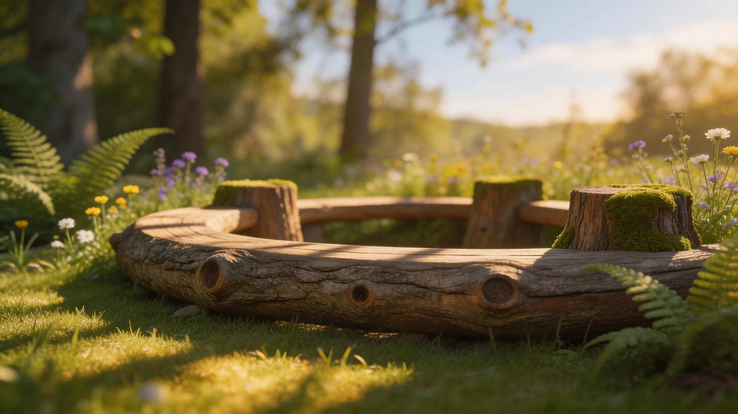 rustic log and stump seating