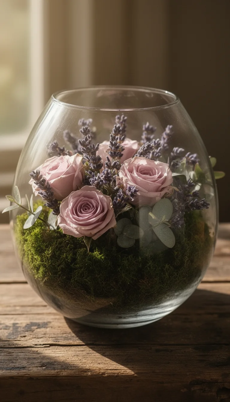 rustic preserved autumn moss terrarium