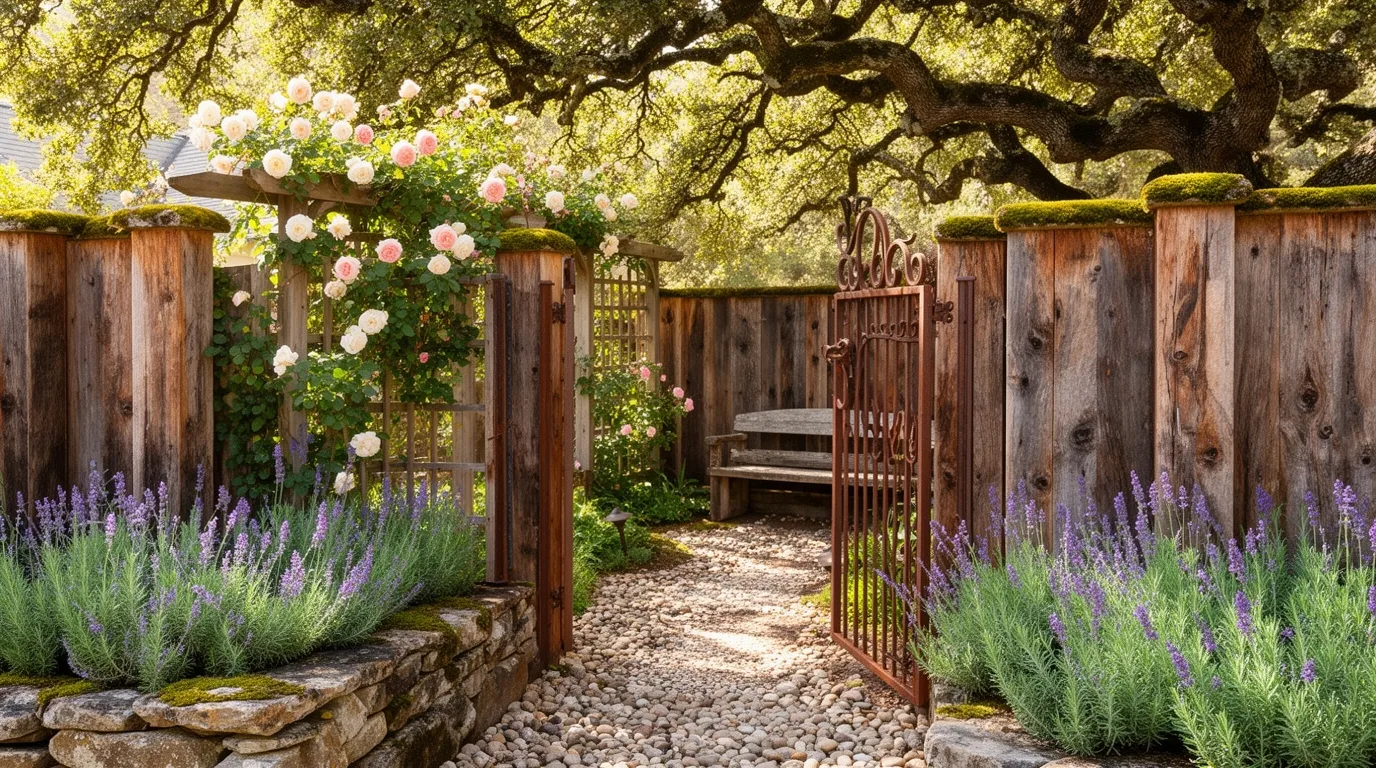 rustic wooden gate and fence