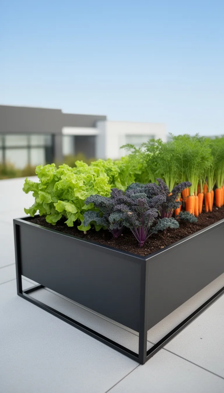 sleek powder coated steel raised bed