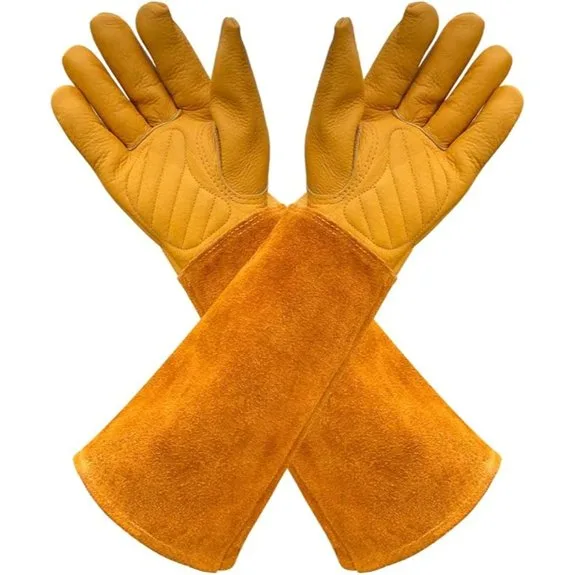 small yellow thorn proof gardening gloves