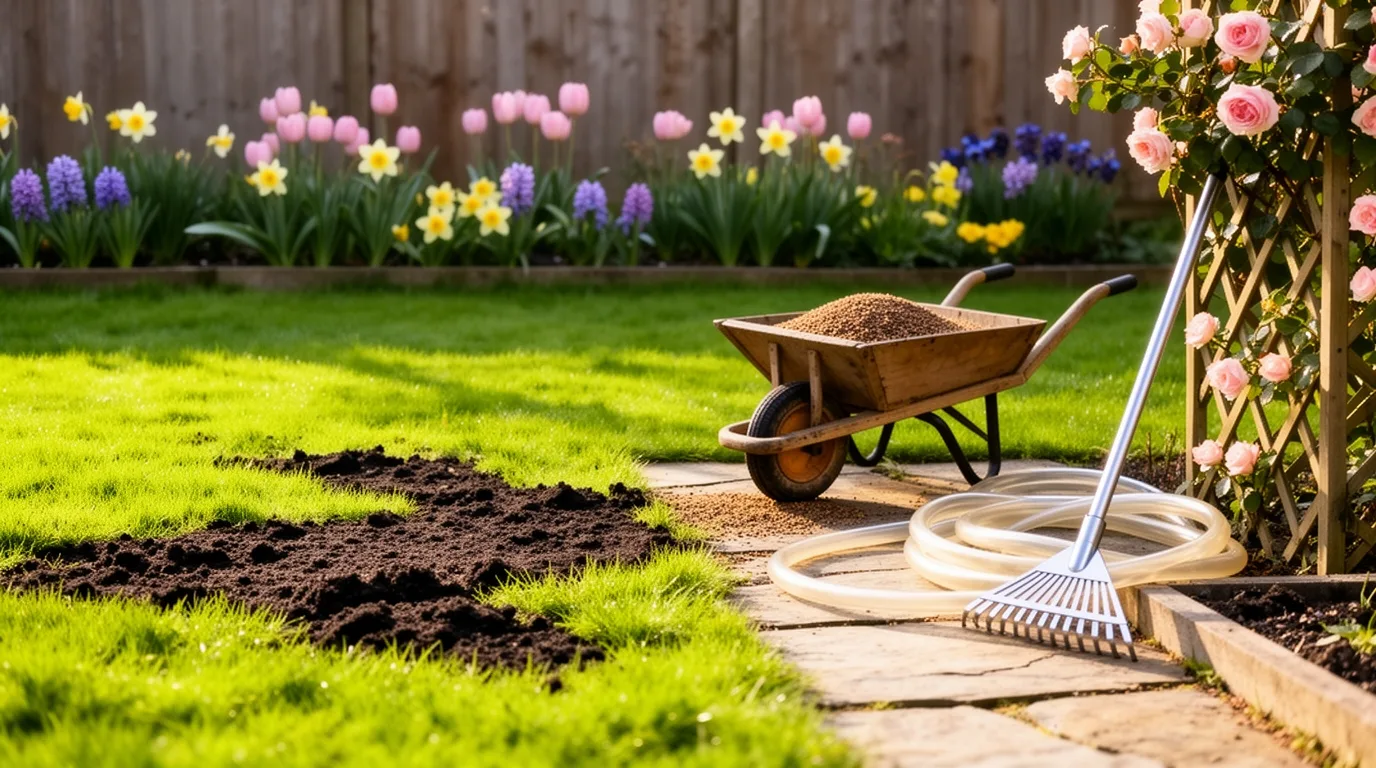 spring overseed dethatch fertilize