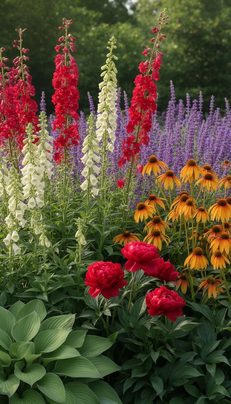 staggered tall perennials grouping