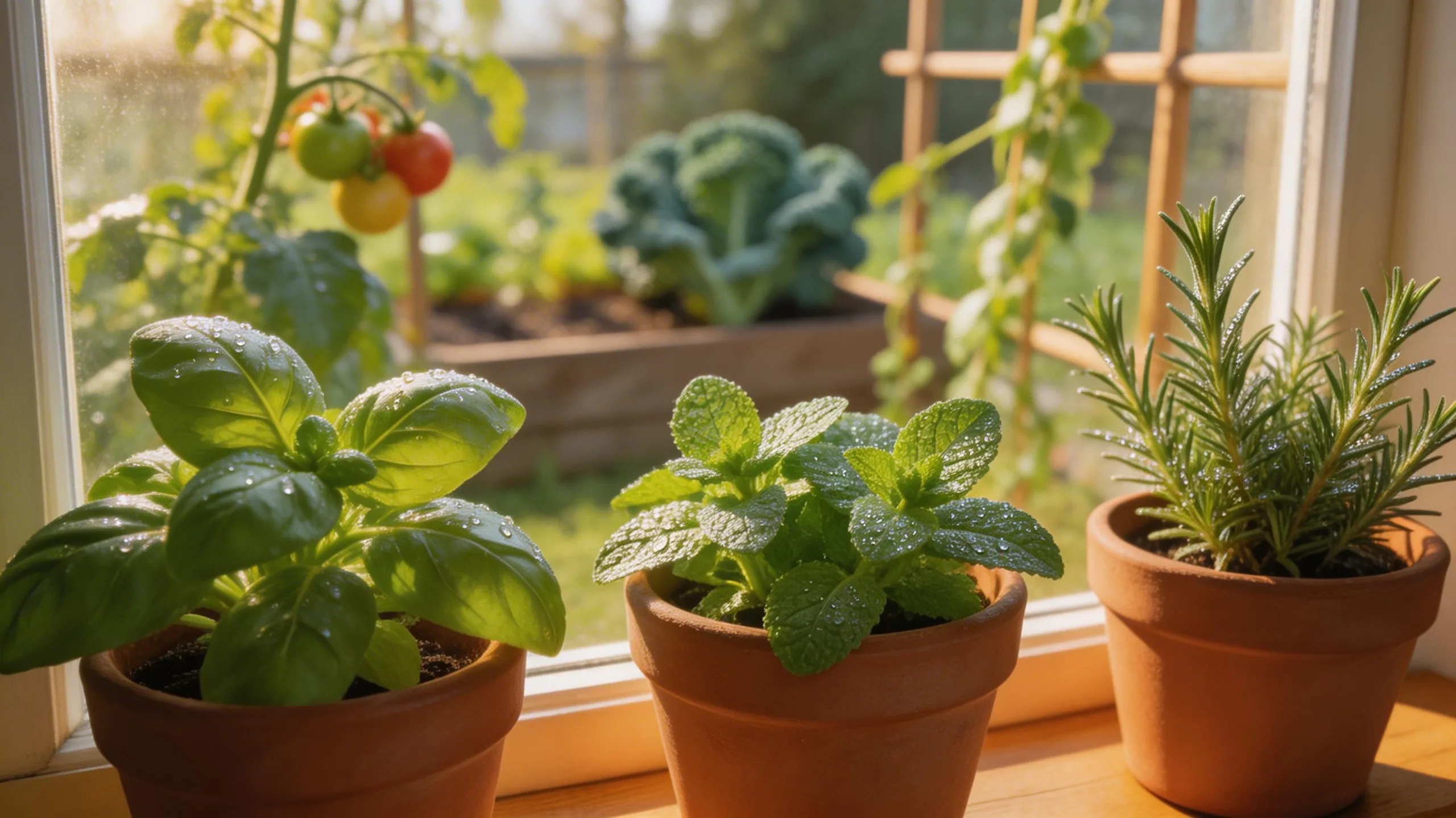 sunny kitchen windowsill herb garden