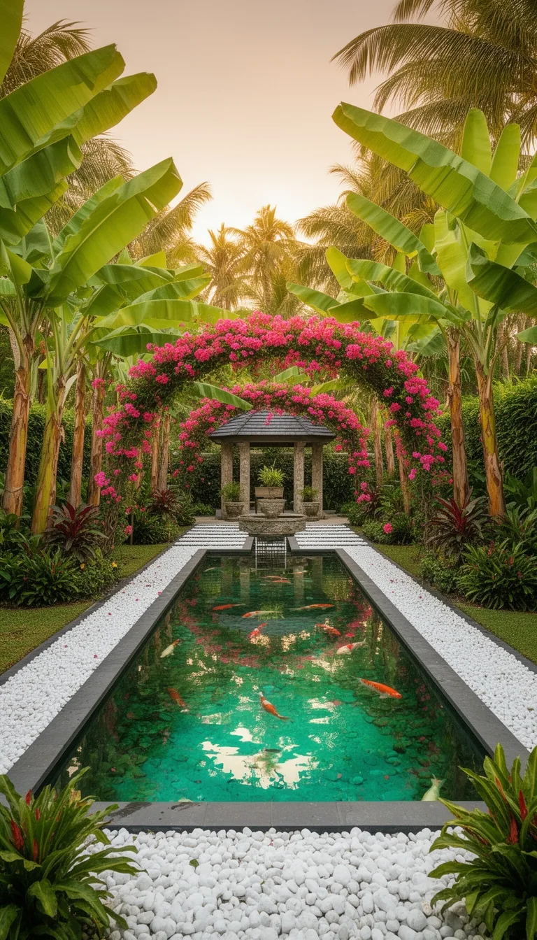 symmetrical tropical garden layout