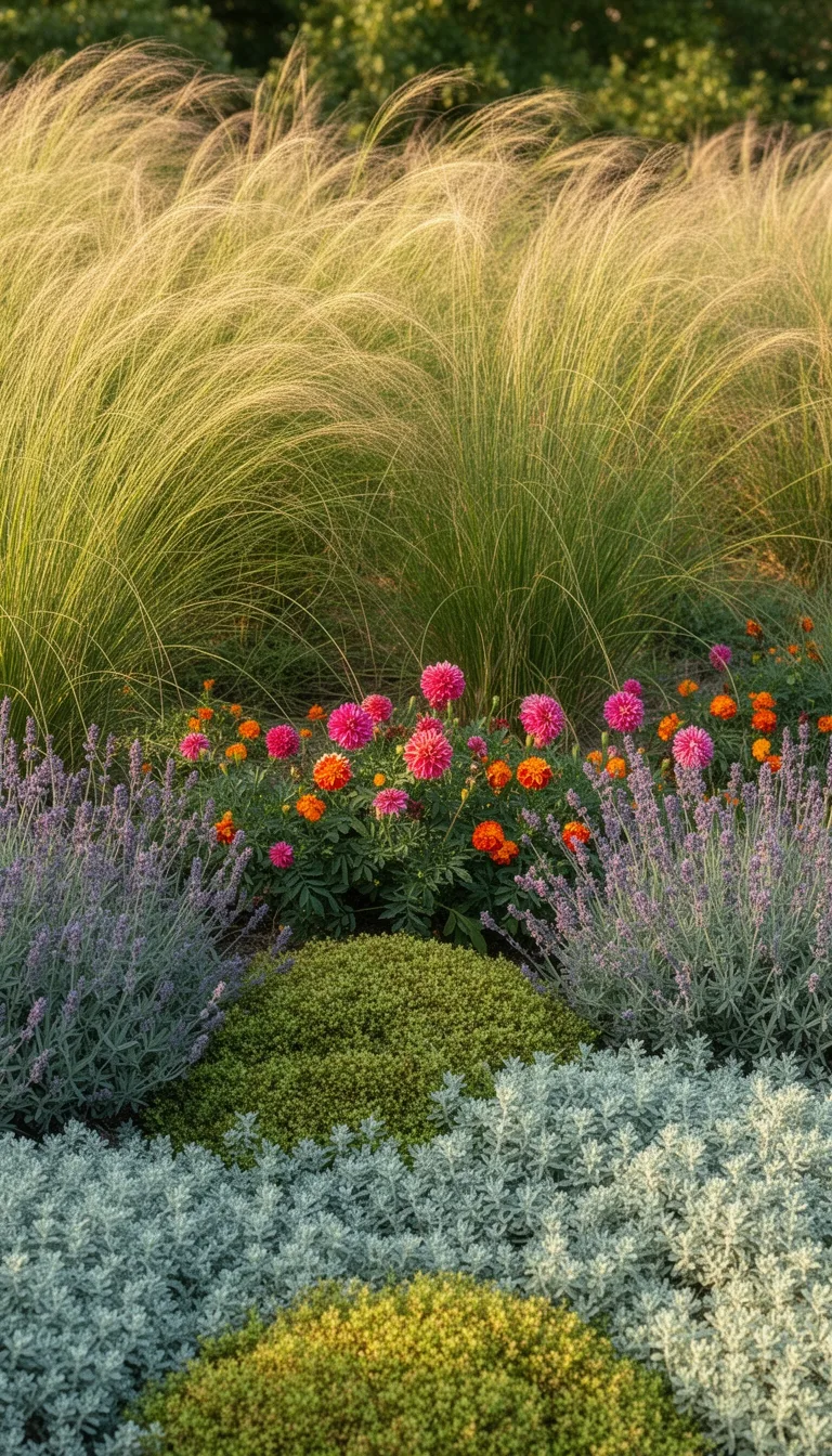 tall grasses low groundcovers