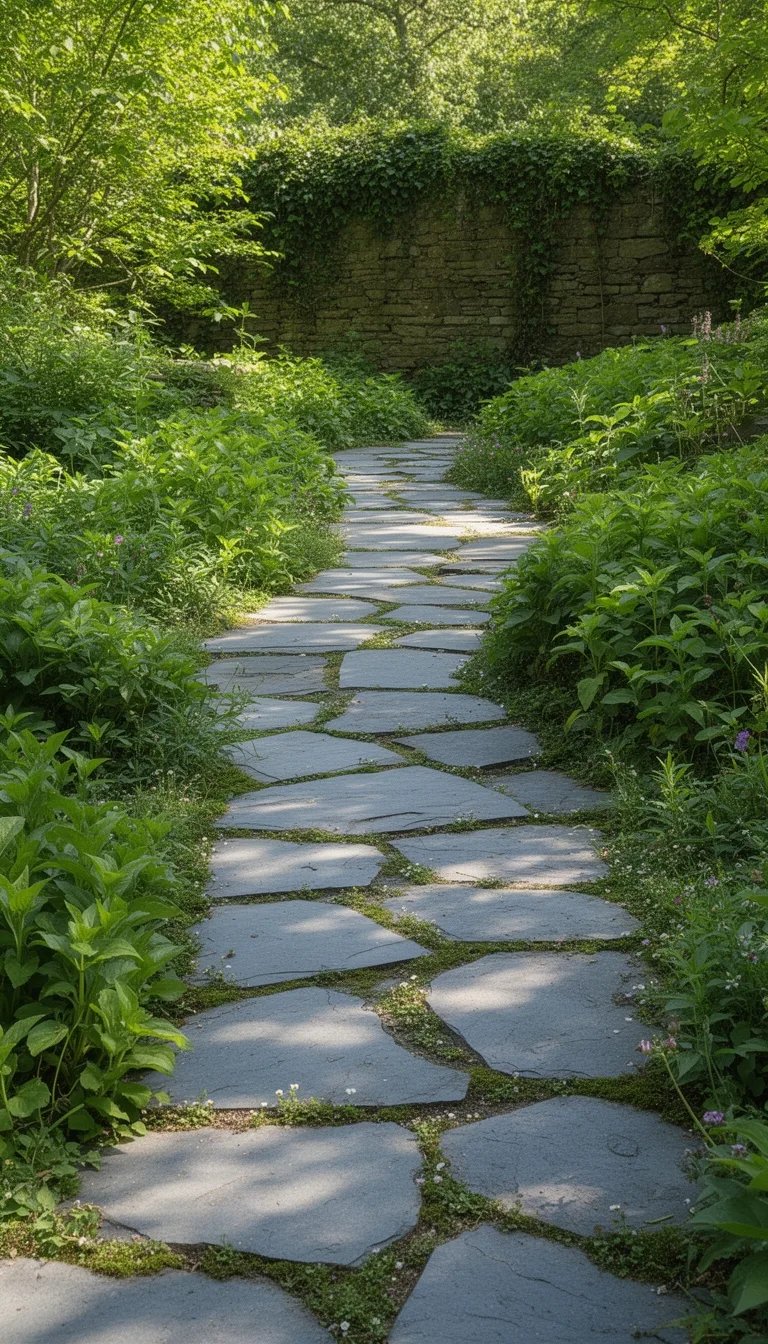 weather resistant textured slate pathway