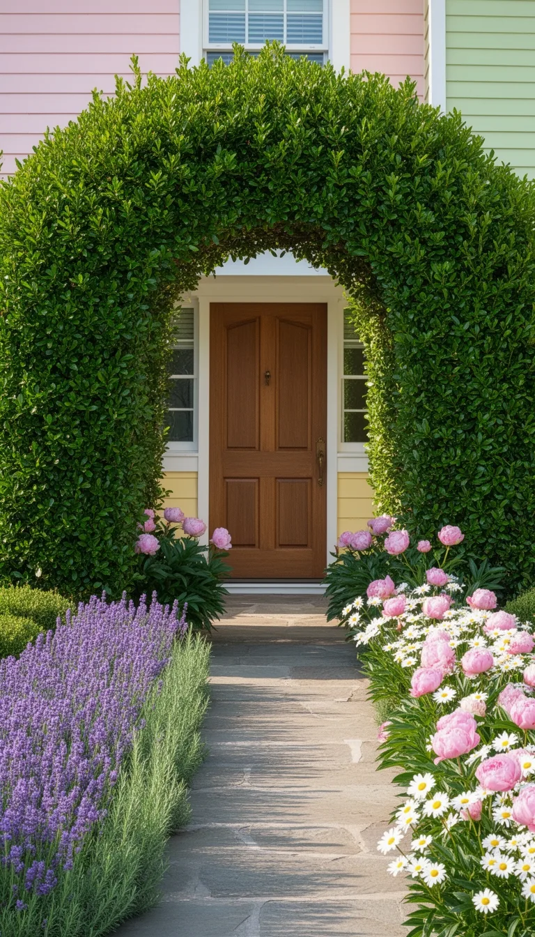 year round framed evergreen entryway