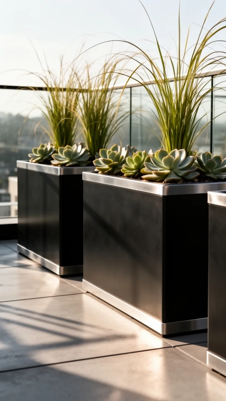 geometric planter materials table
