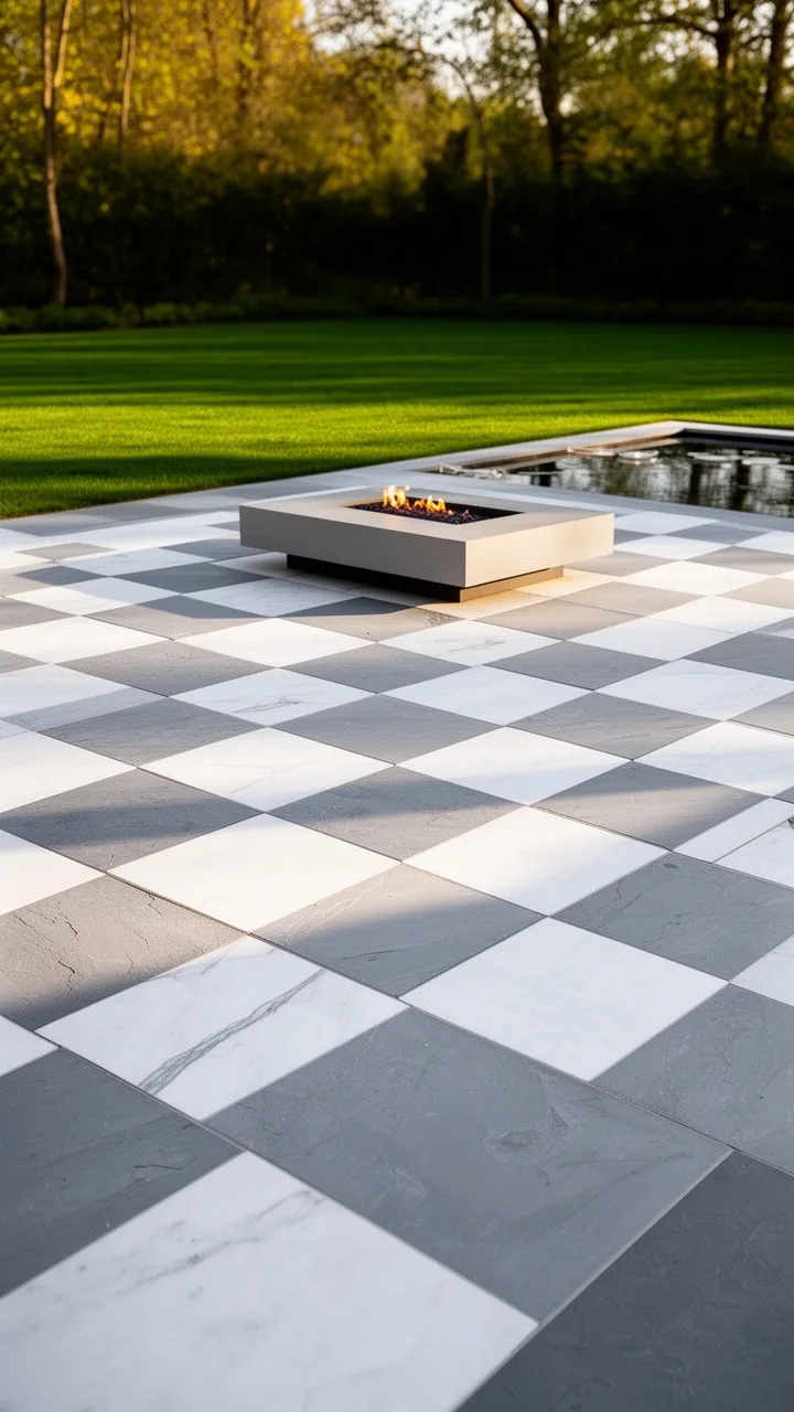 large contrasting paver grids