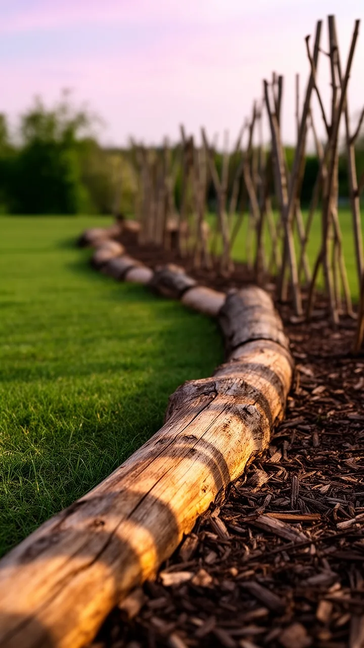 natural rustic wood edging