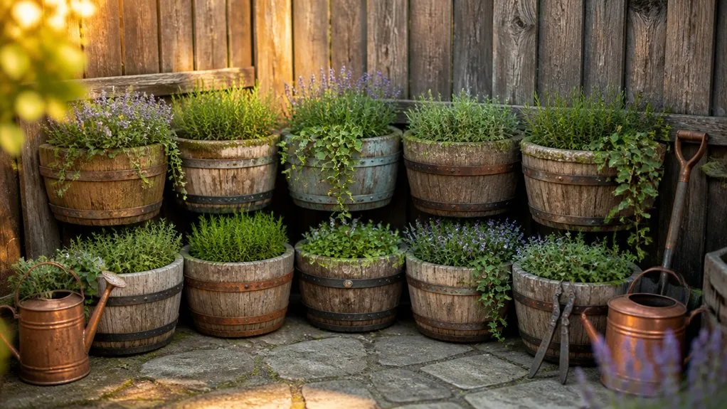 rustic barrel planter ideas